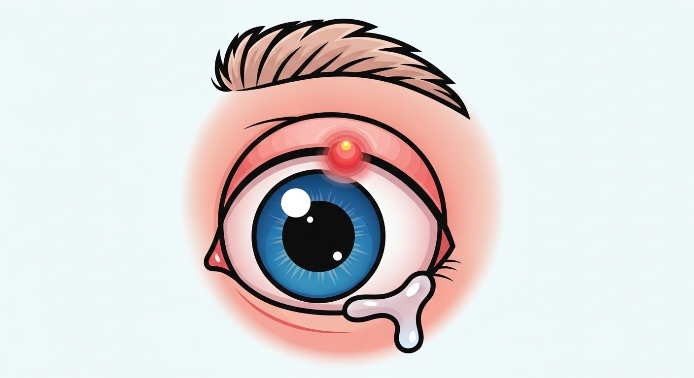 다래끼를 손으로 짰을 때 염증이 조직 안으로 퍼져 안와염 등 합병증을 유발하는 위험성 설명 그래픽